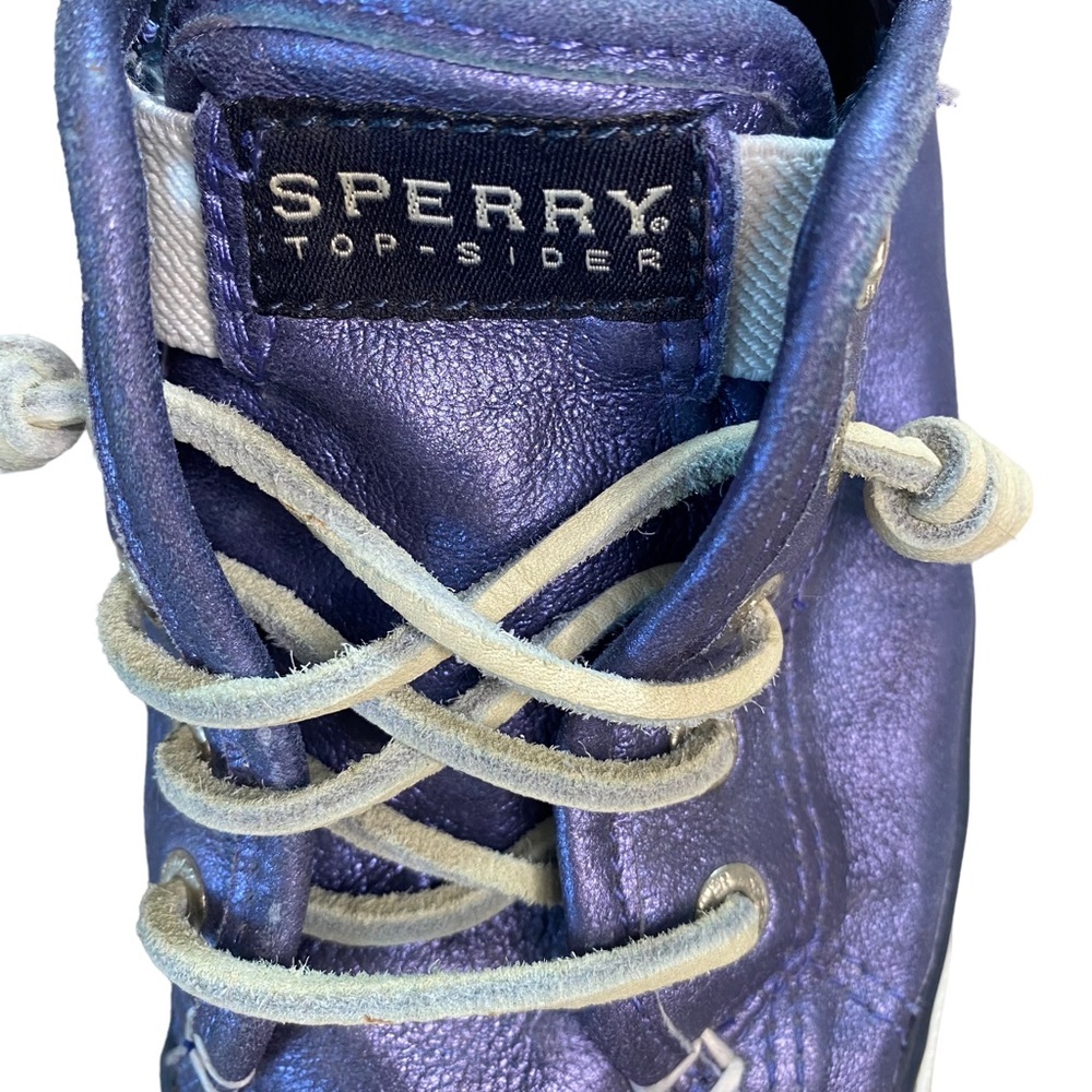 Sperry Metallic Navy Blue Leather Sneaker - Picture 3 of 15